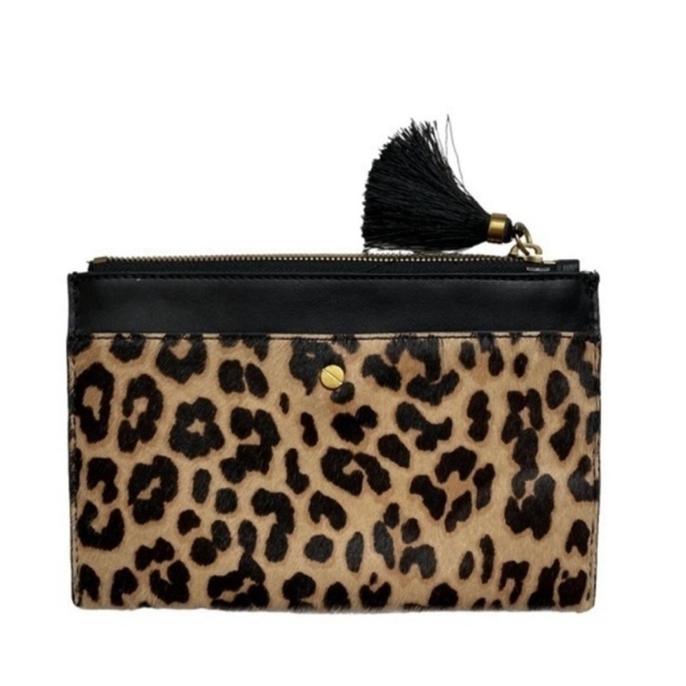 J. Crew Leopard Print Medium Clutch Zip Top